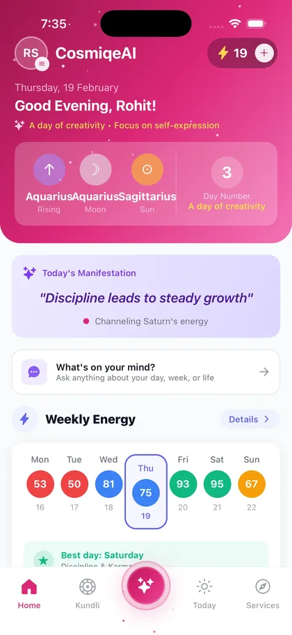 The CosmiqeAI dashboard on a phone