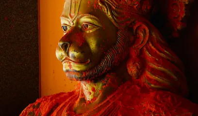 Hanuman Jayanti: a saffron Hanuman idol