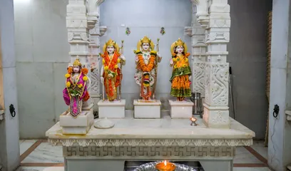 Ram Navami: idols of Ram, Sita and Lakshman in a marble temple