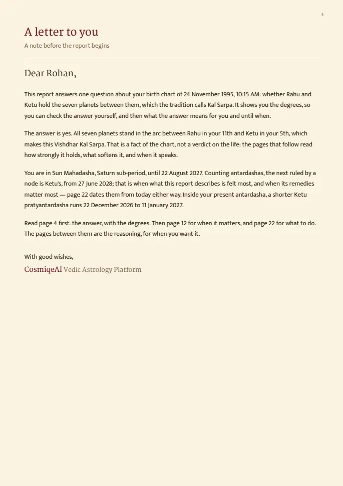 Kal Sarpa Dosha report, sample page 3