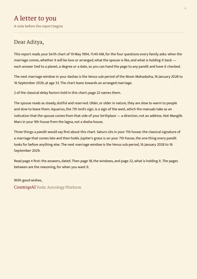 Love & Marriage report, sample page 3