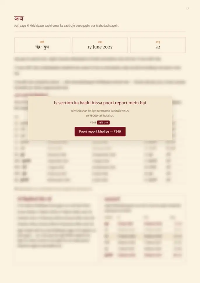 Page 17, blurred — it comes with the report