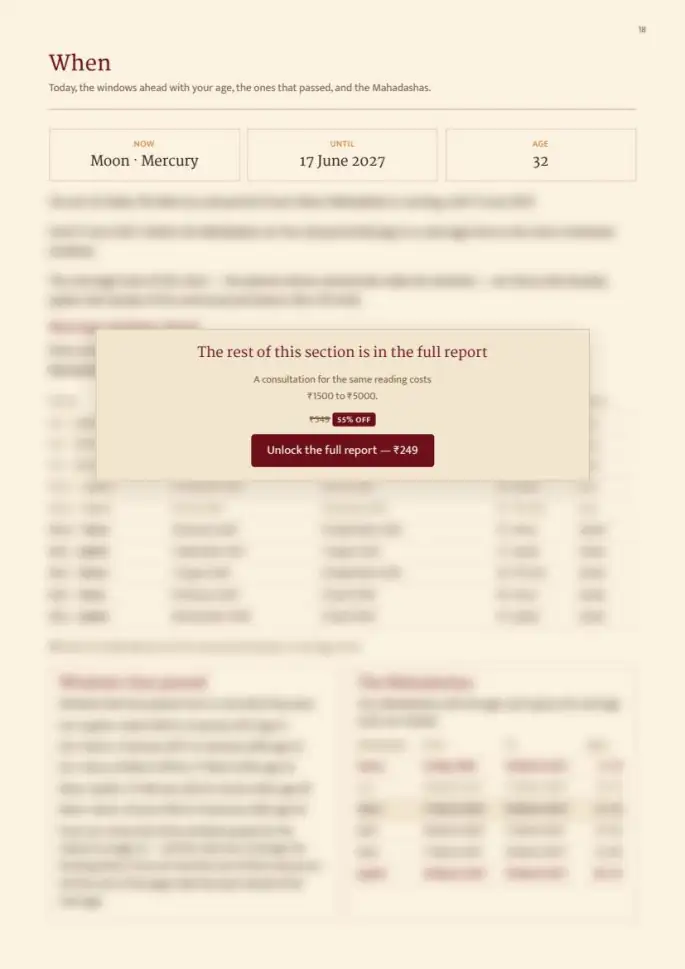 Page 18, blurred — it comes with the report