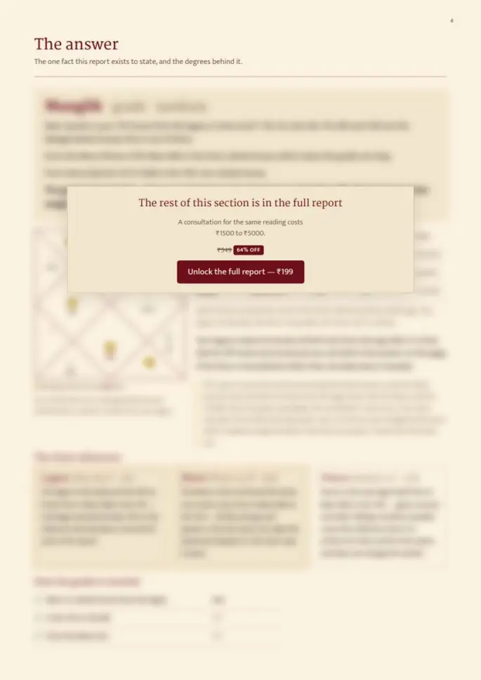 Mangal Dosha report, sample page 4