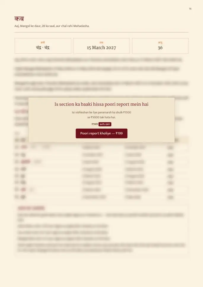 Page 16, blurred — it comes with the report
