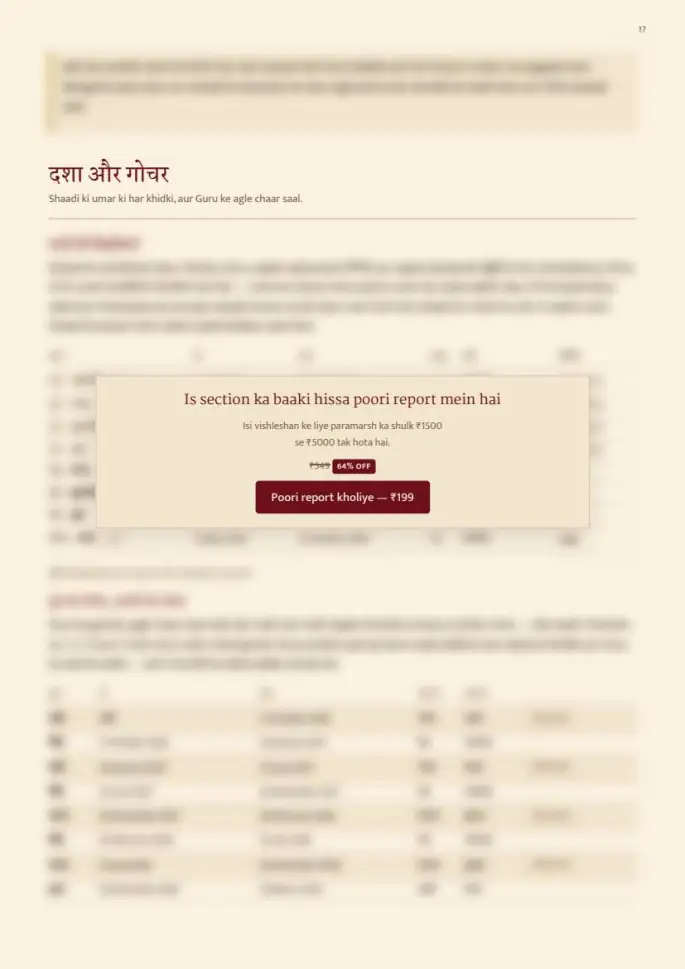 Page 17, blurred — it comes with the report