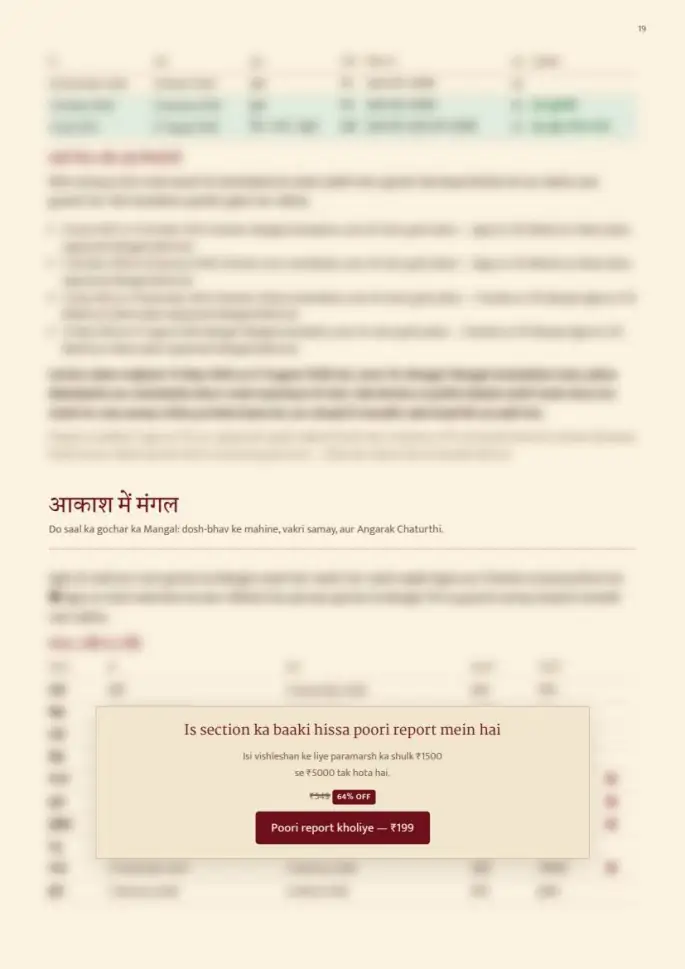 Page 19, blurred — it comes with the report