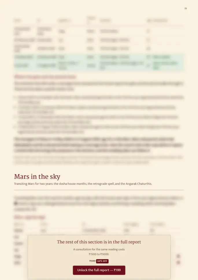Page 19, blurred — it comes with the report