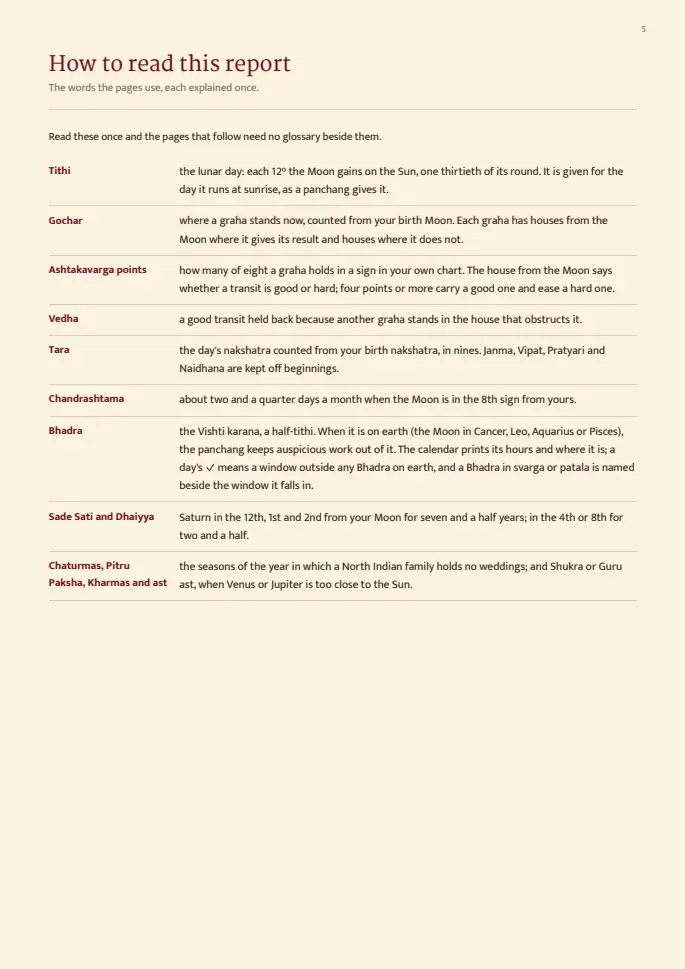 Monthly Prediction report, sample page 5
