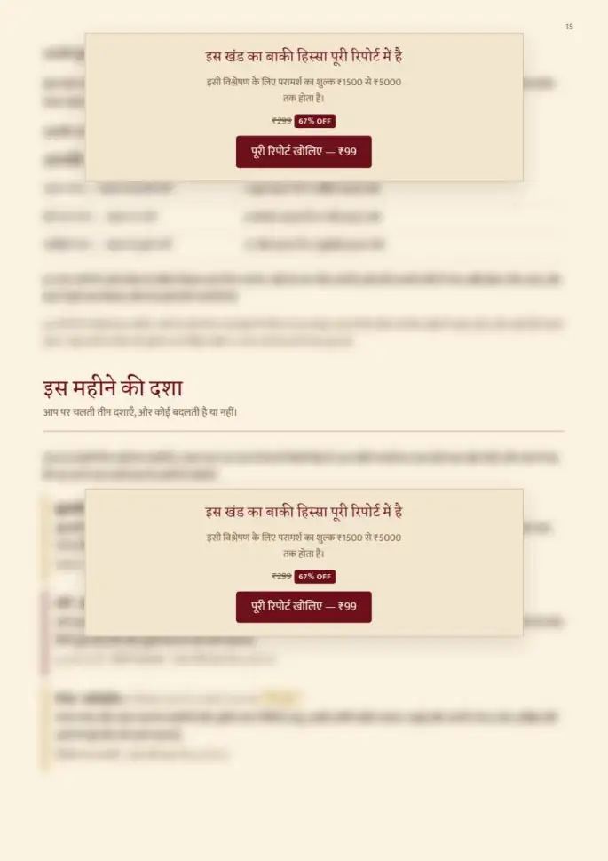 पन्ना 15, धुँधला — रिपोर्ट के साथ मिलता है